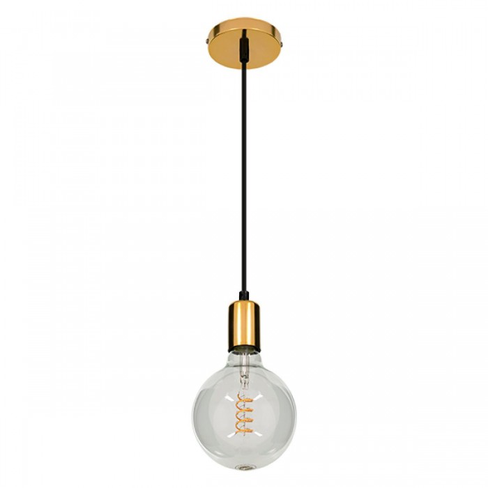 GloboStar® LUMI GOLD 99421 Μοντέρνο Μεταλλικό Κρεμαστό Φωτιστικό Οροφής Ανάρτηση Μονόφωτο 1 x E27 Χρυσό Φ4 x Y118cm