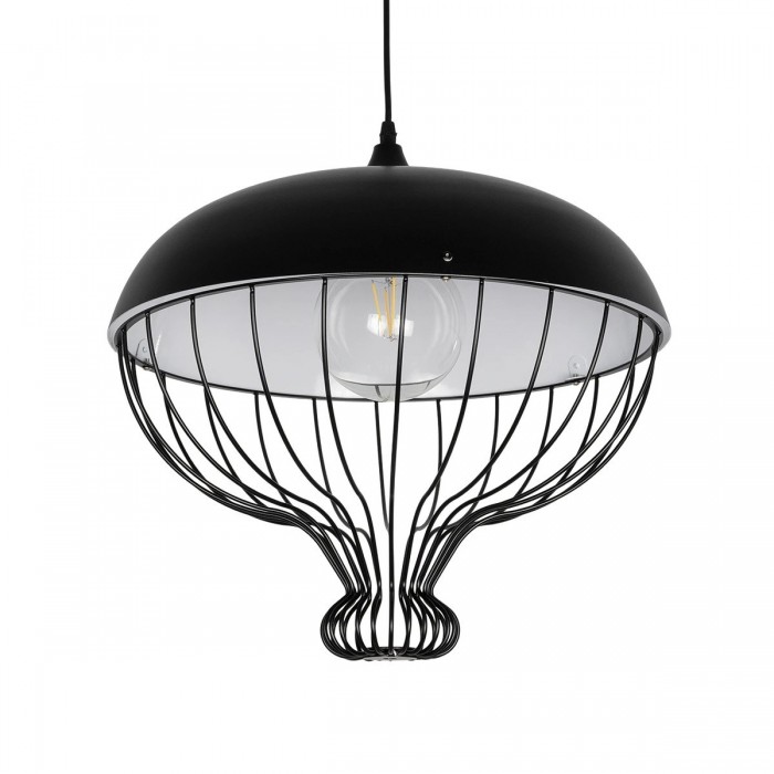 GLOBOSTAR® SOBRINO 999-0112 Vintage Κρεμαστό Φωτιστικό Οροφής με Ντουί 1 x E27 AC 220-240V IP20 - Μαύρο - Μ45 x Π45 x Υ45cm