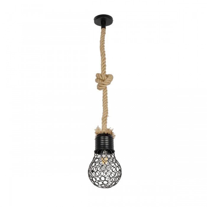 GLOBOSTAR® URBAN 999-0191 Vintage Κρεμαστό Φωτιστικό Οροφής με Ντουί 1 x E27 AC 220-240V IP20 - Μαύρο & Μπεζ - Μ15 x Π15 x Υ80cm