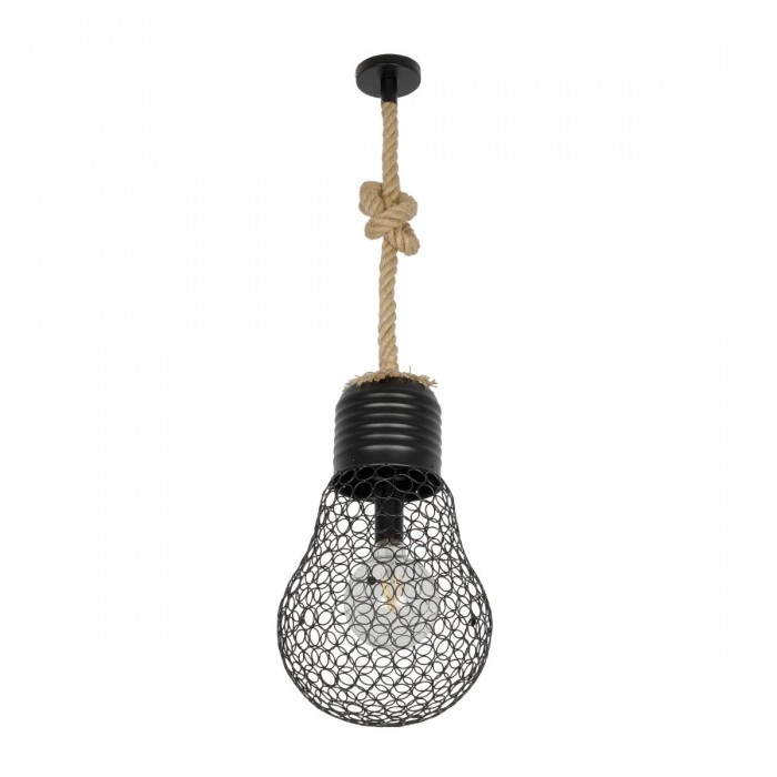 GLOBOSTAR® URBAN 999-0192 Vintage Κρεμαστό Φωτιστικό Οροφής με Ντουί 1 x E27 AC 220-240V IP20 - Μαύρο & Μπεζ - Μ28 x Π28 x Υ80cm