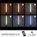 GloboStar® ALIEN-DIVA-BLACK-50-10 ALIEN Design DIVA Μοντέρνο Minimal Nordic Μεταλλικό Φωτιστικό Επιτραπέζιο - Πορτατίφ - Λαμπατέρ Μαύρο LED 10W 1500lm με Ασύρματο Χειριστήριο RF & Dimmer IP20 CCT Θερμό 2700 K έως Ψυχρό 6000K Μ3 x Π1.6 x Υ50cm