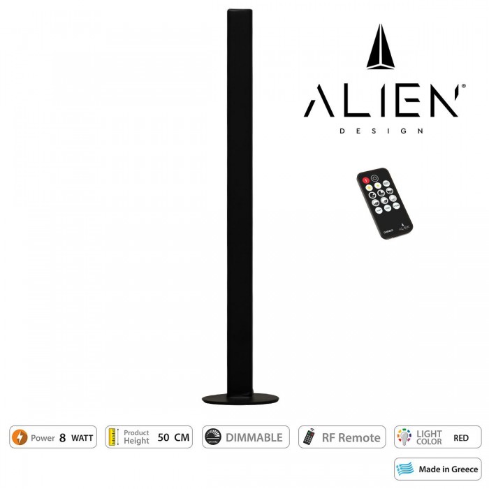 GloboStar® ALIEN-DIVA-BLACK-50-4 ALIEN Design DIVA Μοντέρνο Minimal Nordic Μεταλλικό Φωτιστικό Επιτραπέζιο - Πορτατίφ - Λαμπατέρ Μαύρο LED 8W 800lm με Ασύρματο Χειριστήριο RF & Dimmer IP20 Κόκκινο Μ3 x Π1.6 x Υ50cm GloboStar® ALIEN-DIVA-BLACK-50-4 ALIEN Design DIVA Μοντέρνο Minimal Nordic Μεταλλικό Φωτιστικό Επιτραπέζιο - Πορτατίφ - Λαμπατέρ Μαύρο LED 8W 800lm με Ασύρματο Χειριστήριο RF & Dimmer IP20 Κόκκινο Μ3 x Π1.6 x Υ50cm
