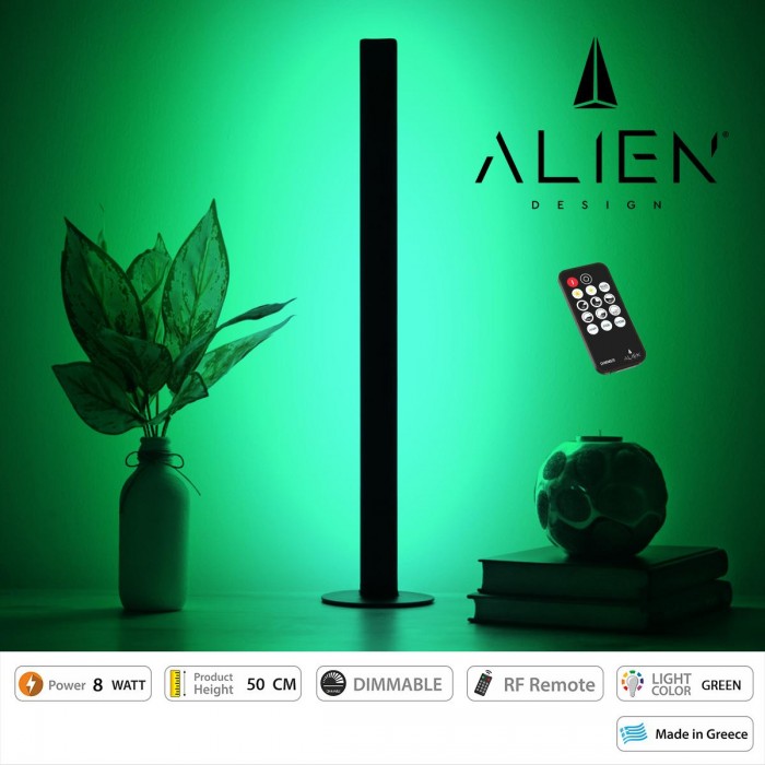 GloboStar® ALIEN-DIVA-BLACK-50-5 ALIEN Design DIVA Μοντέρνο Minimal Nordic Μεταλλικό Φωτιστικό Επιτραπέζιο - Πορτατίφ - Λαμπατέρ Μαύρο LED 8W 800lm με Ασύρματο Χειριστήριο RF & Dimmer IP20 Πράσινο Μ3 x Π1.6 x Υ50cm GloboStar® ALIEN-DIVA-BLACK-50-5 ALIEN Design DIVA Μοντέρνο Minimal Nordic Μεταλλικό Φωτιστικό Επιτραπέζιο - Πορτατίφ - Λαμπατέρ Μαύρο LED 8W 800lm με Ασύρματο Χειριστήριο RF & Dimmer IP20 Πράσινο Μ3 x Π1.6 x Υ50cm