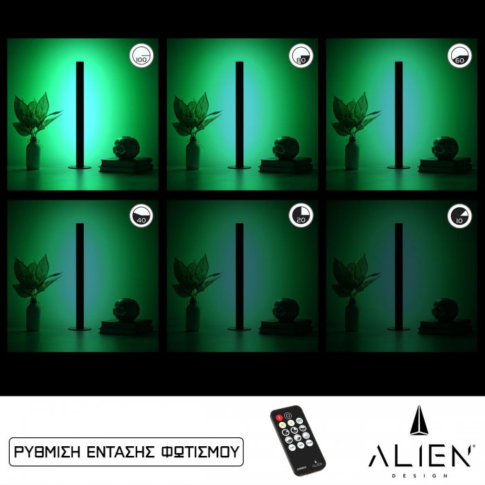 GloboStar® ALIEN-DIVA-BLACK-50-5 ALIEN Design DIVA Μοντέρνο Minimal Nordic Μεταλλικό Φωτιστικό Επιτραπέζιο - Πορτατίφ - Λαμπατέρ Μαύρο LED 8W 800lm με Ασύρματο Χειριστήριο RF & Dimmer IP20 Πράσινο Μ3 x Π1.6 x Υ50cm GloboStar® ALIEN-DIVA-BLACK-50-5 ALIEN Design DIVA Μοντέρνο Minimal Nordic Μεταλλικό Φωτιστικό Επιτραπέζιο - Πορτατίφ - Λαμπατέρ Μαύρο LED 8W 800lm με Ασύρματο Χειριστήριο RF & Dimmer IP20 Πράσινο Μ3 x Π1.6 x Υ50cm