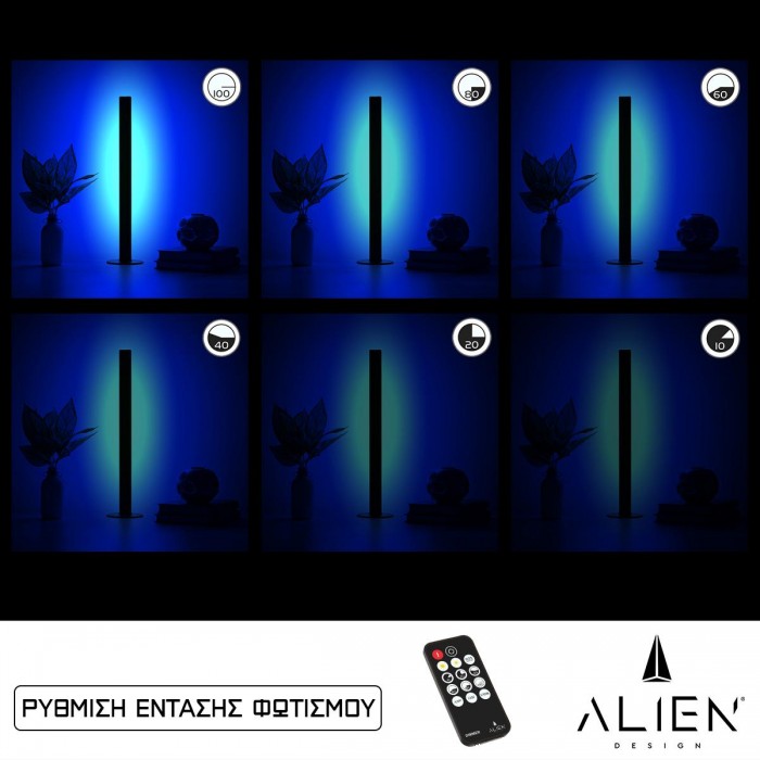 GloboStar® ALIEN-DIVA-BLACK-50-6 ALIEN Design DIVA Μοντέρνο Minimal Nordic Μεταλλικό Φωτιστικό Επιτραπέζιο - Πορτατίφ - Λαμπατέρ Μαύρο LED 8W 800lm με Ασύρματο Χειριστήριο RF & Dimmer IP20 Μπλε Μ3 x Π1.6 x Υ50cm GloboStar® ALIEN-DIVA-BLACK-50-6 ALIEN Design DIVA Μοντέρνο Minimal Nordic Μεταλλικό Φωτιστικό Επιτραπέζιο - Πορτατίφ - Λαμπατέρ Μαύρο LED 8W 800lm με Ασύρματο Χειριστήριο RF & Dimmer IP20 Μπλε Μ3 x Π1.6 x Υ50cm