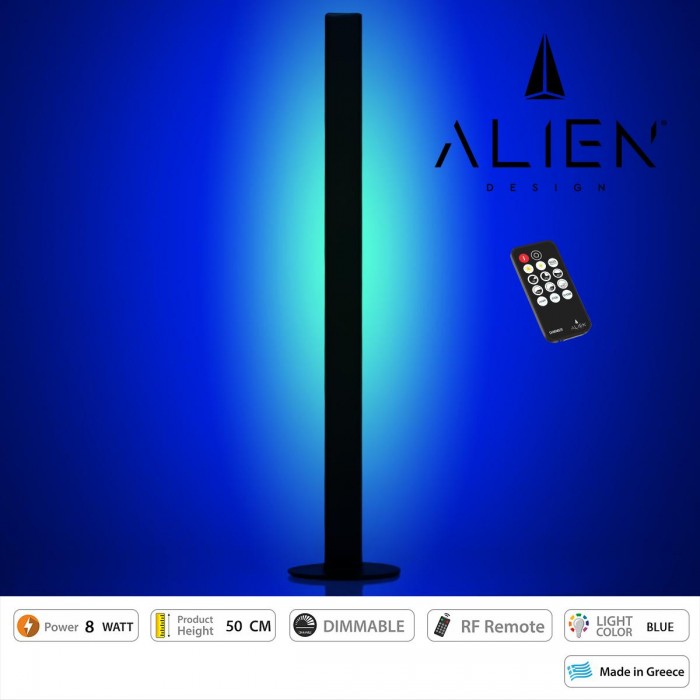 GloboStar® ALIEN-DIVA-BLACK-50-6 ALIEN Design DIVA Μοντέρνο Minimal Nordic Μεταλλικό Φωτιστικό Επιτραπέζιο - Πορτατίφ - Λαμπατέρ Μαύρο LED 8W 800lm με Ασύρματο Χειριστήριο RF & Dimmer IP20 Μπλε Μ3 x Π1.6 x Υ50cm GloboStar® ALIEN-DIVA-BLACK-50-6 ALIEN Design DIVA Μοντέρνο Minimal Nordic Μεταλλικό Φωτιστικό Επιτραπέζιο - Πορτατίφ - Λαμπατέρ Μαύρο LED 8W 800lm με Ασύρματο Χειριστήριο RF & Dimmer IP20 Μπλε Μ3 x Π1.6 x Υ50cm