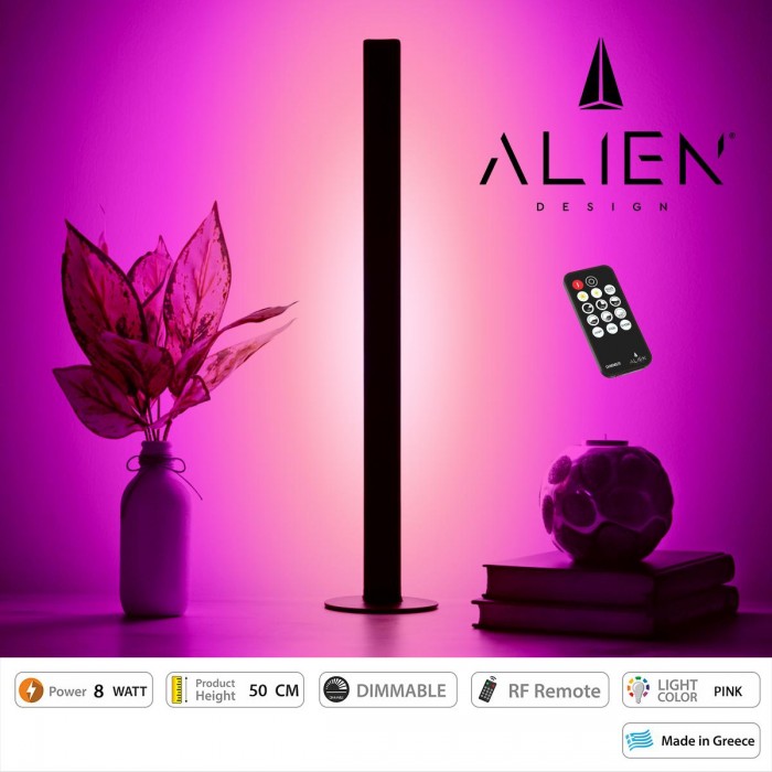 GloboStar® ALIEN-DIVA-BLACK-50-7 ALIEN Design DIVA Μοντέρνο Minimal Nordic Μεταλλικό Φωτιστικό Επιτραπέζιο - Πορτατίφ - Λαμπατέρ Μαύρο LED 8W 800 lm με Ασύρματο Χειριστήριο RF & Dimmer IP20 Ροζ Μ3 x Π1.6 x Υ50cm GloboStar® ALIEN-DIVA-BLACK-50-7 ALIEN Design DIVA Μοντέρνο Minimal Nordic Μεταλλικό Φωτιστικό Επιτραπέζιο - Πορτατίφ - Λαμπατέρ Μαύρο LED 8W 800 lm με Ασύρματο Χειριστήριο RF & Dimmer IP20 Ροζ Μ3 x Π1.6 x Υ50cm