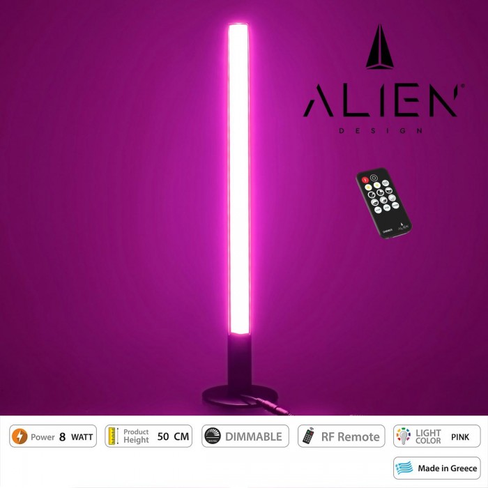 GloboStar® ALIEN-DIVA-BLACK-50-7 ALIEN Design DIVA Μοντέρνο Minimal Nordic Μεταλλικό Φωτιστικό Επιτραπέζιο - Πορτατίφ - Λαμπατέρ Μαύρο LED 8W 800 lm με Ασύρματο Χειριστήριο RF & Dimmer IP20 Ροζ Μ3 x Π1.6 x Υ50cm GloboStar® ALIEN-DIVA-BLACK-50-7 ALIEN Design DIVA Μοντέρνο Minimal Nordic Μεταλλικό Φωτιστικό Επιτραπέζιο - Πορτατίφ - Λαμπατέρ Μαύρο LED 8W 800 lm με Ασύρματο Χειριστήριο RF & Dimmer IP20 Ροζ Μ3 x Π1.6 x Υ50cm