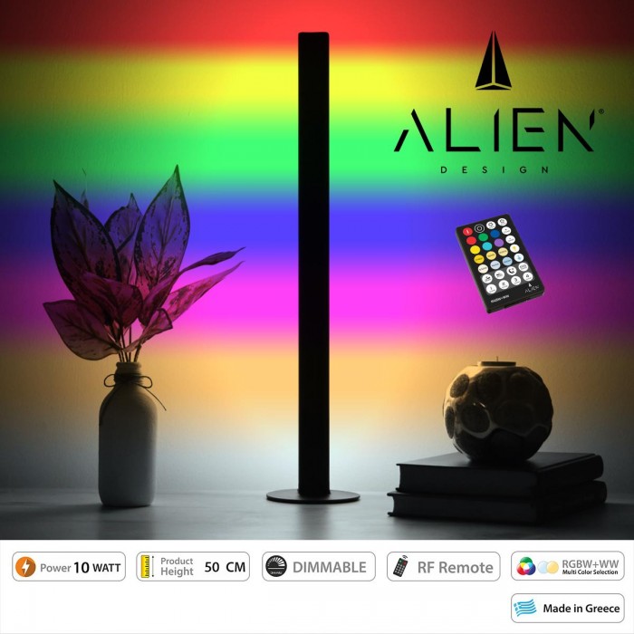 GloboStar® ALIEN-DIVA-BLACK-50-9 ALIEN Design DIVA Μοντέρνο Minimal Nordic Μεταλλικό Φωτιστικό Επιτραπέζιο - Πορτατίφ - Λαμπατέρ Μαύρο LED 10W 1500lm με Ασύρματο Χειριστήριο RF & Dimmer IP20 Πολύχρωμο + CCT - RGBW + WW Μ3 x Π1.6 x Υ50cm GloboStar® ALIEN-DIVA-BLACK-50-9 ALIEN Design DIVA Μοντέρνο Minimal Nordic Μεταλλικό Φωτιστικό Επιτραπέζιο - Πορτατίφ - Λαμπατέρ Μαύρο LED 10W 1500lm με Ασύρματο Χειριστήριο RF & Dimmer IP20 Πολύχρωμο + CCT - RGBW + WW Μ3 x Π1.6 x Υ50cm