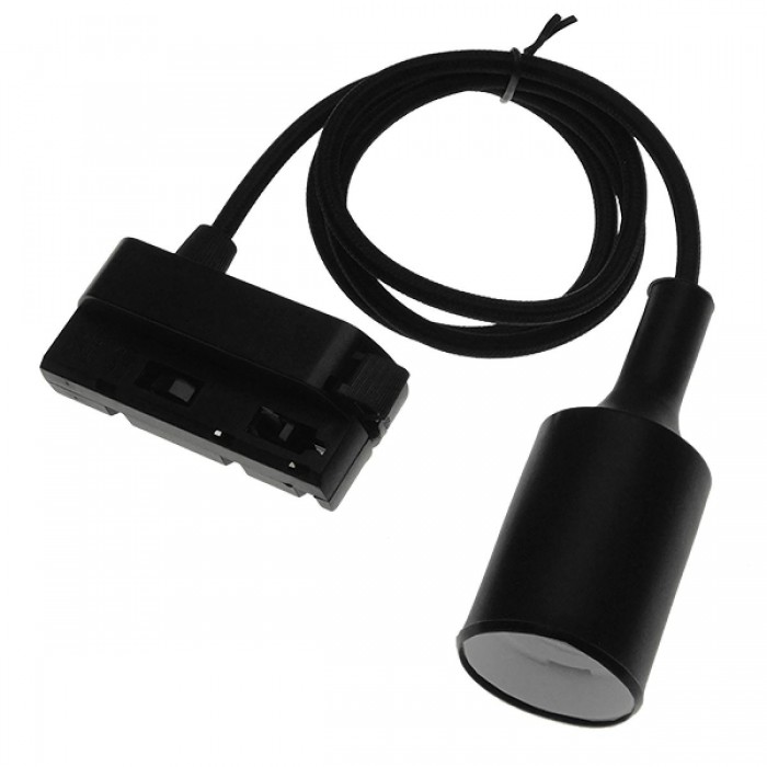 GloboStar S-40056 Διφασικός Connector 3 Καλωδίων με 1 Μέτρο Υφασμάτινο Καλώδιο και Ντουί E27 για Μαύρη Ράγα Οροφής GloboStar S-40056 Διφασικός Connector 3 Καλωδίων με 1 Μέτρο Υφασμάτινο Καλώδιο και Ντουί E27 για Μαύρη Ράγα Οροφής