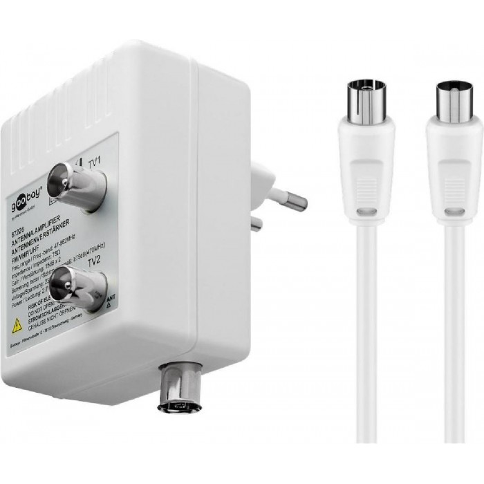 Ενισχυτής γραμμής ενίσχυση TV 15dB 47-862MHz με δύο εξόδους