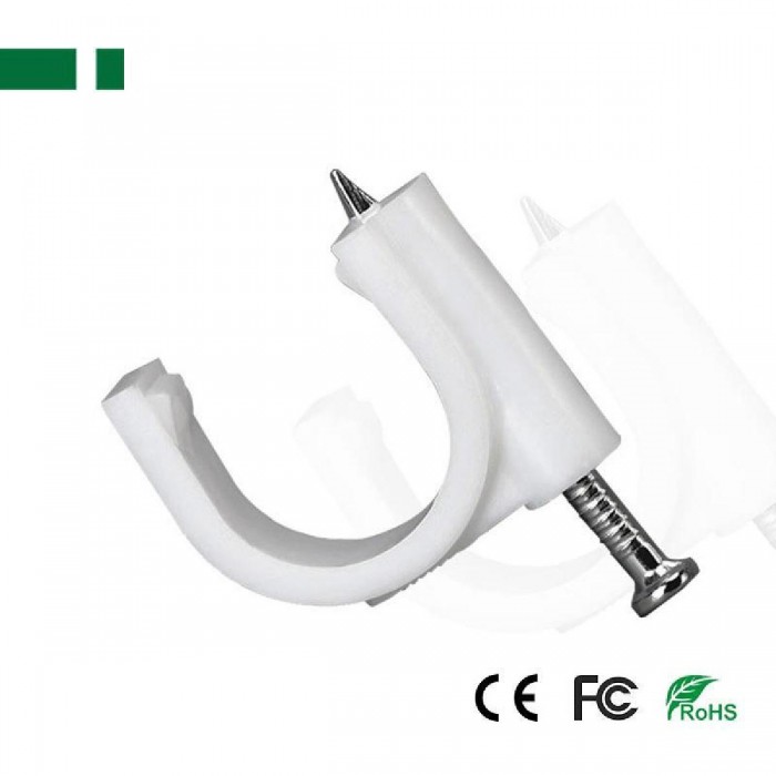 ANGA PS-CR5-100 ρόκα (Nail Cable Clamp Clip), μέγεθος :5mm, κυκλικό σχήμα, 100 τεμάχια/ συσκευασία