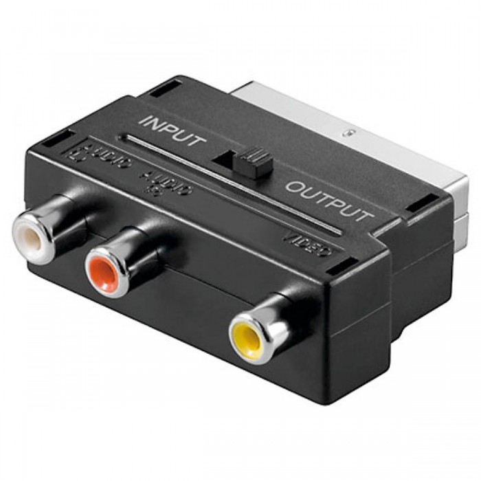 Adaptor Scart αρσ. σε 3 RCA θηλ. Με διακόπτη In/Out