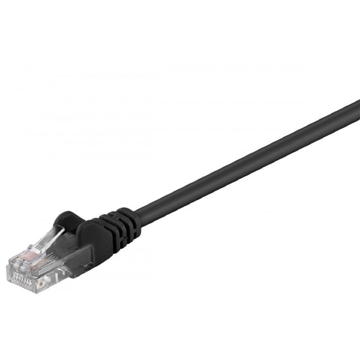 CAT 5e patch cable, U/UTP, black, 2 m, Dust protection Bag - CCA copper mixture