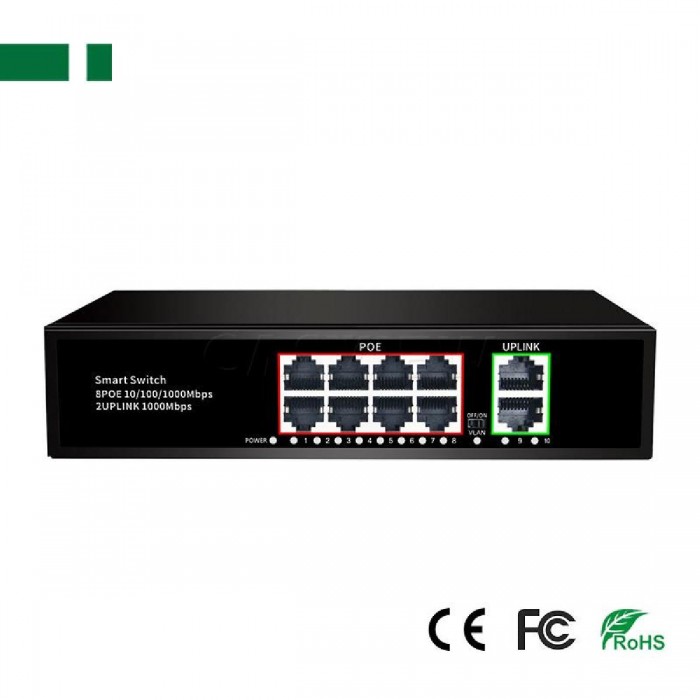 ANGA PS-EG5182B 8 Port 10/100/1000M POE Switch(8+2 Built-in)