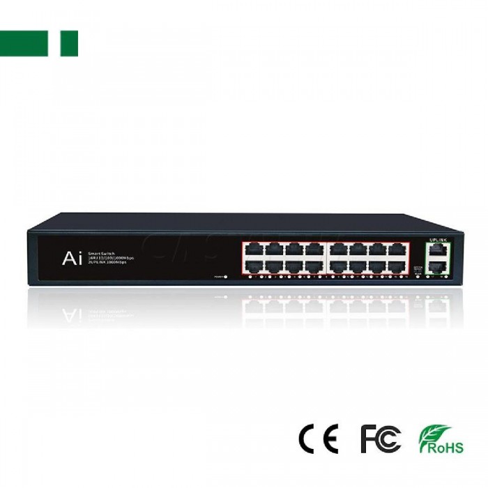 ANGA PS-EG6162B 16 Port 10/100/1000M POE Switch(16+2 Built-in)