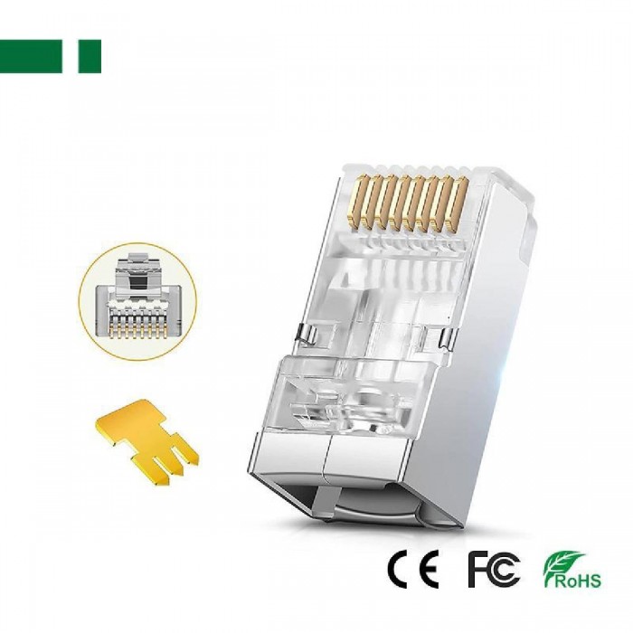 ANGA RJ45 8P8C Διάτρητο φυσάκι  για FTP CAT8 καλώδιο, μεταλλικό επίχρυσο