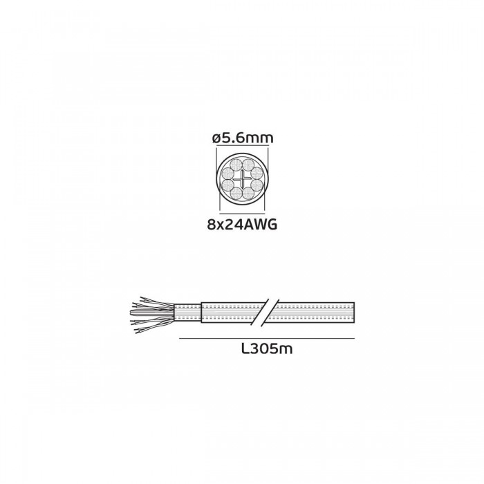 VK/UTP/CAT6 - Καλώδιο τηλεφώνου στρογγυλό, (2x4)x24AWG, γκρι