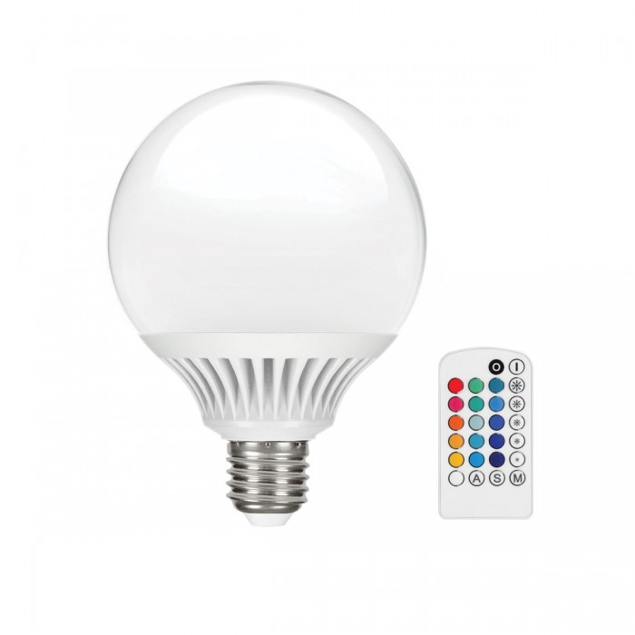 VK/05076/E/RGB - Λάμπα Led, E27, 5W, RGB N/Alm, Dimmable, σφαίρα, πλαστική, με τηλεχειριστήριο VK/05076/E/RGB - Λάμπα Led, E27, 5W, RGB N/Alm, Dimmable, σφαίρα, πλαστική, με τηλεχειριστήριο
