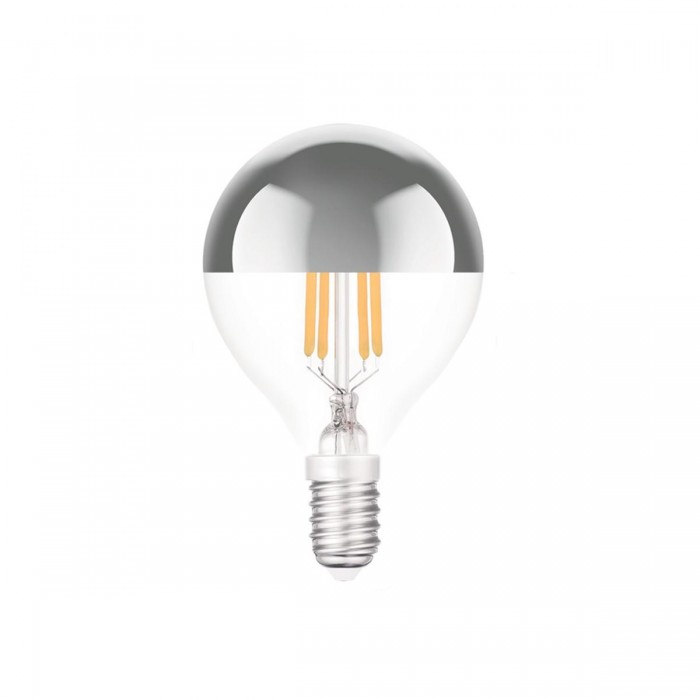 VK/05121/D/EI/ST/W - Λάμπα Led, E14, 4.5W, 2700Κ, 330lm, Dimmable, μίνι σφαίρα, Filament, ασημί