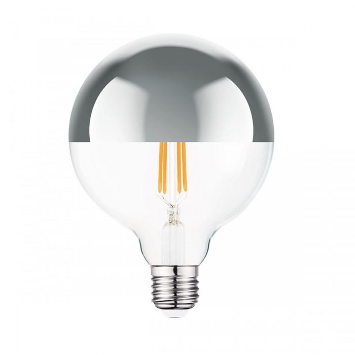 VK/05123/D/E/ST/W - Λάμπα Led, E27, 7W, 2700Κ, 650lm, σφαίρα, Filament, dimmable, ασημί