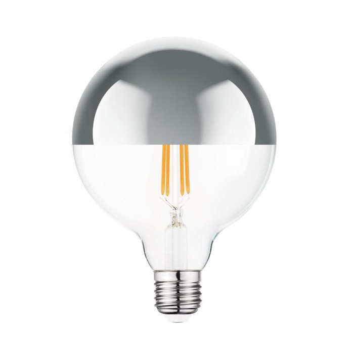 VK/05108/D/E/ST/W - Λάμπα Led, E27, 7W, 2700Κ, 650lm, Dimmable, σφαίρα, Filament, ασημί