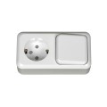 VK/10045 - Εξωτερική πρίζα τοίχου μονή, σούκο & διακόπτης, λευκή
