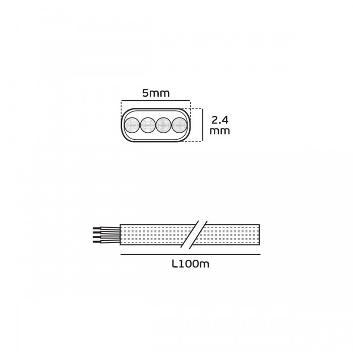 VK/FLAT/4C/W - Καλώδιο τηλεφώνου πλακέ, 4x7x0.12mm², λευκό 