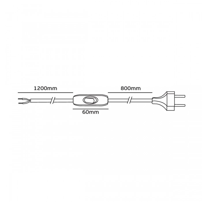 VK/V30/128/W - Καλώδιο 120cm+80cm με διακόπτη και φις διπολικό, λευκό