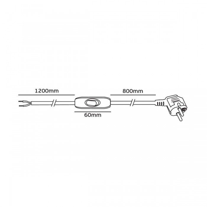 VK/AV40/B - Καλώδιο 120cm+80cm με διακόπτη και φις σούκο, μαύρο