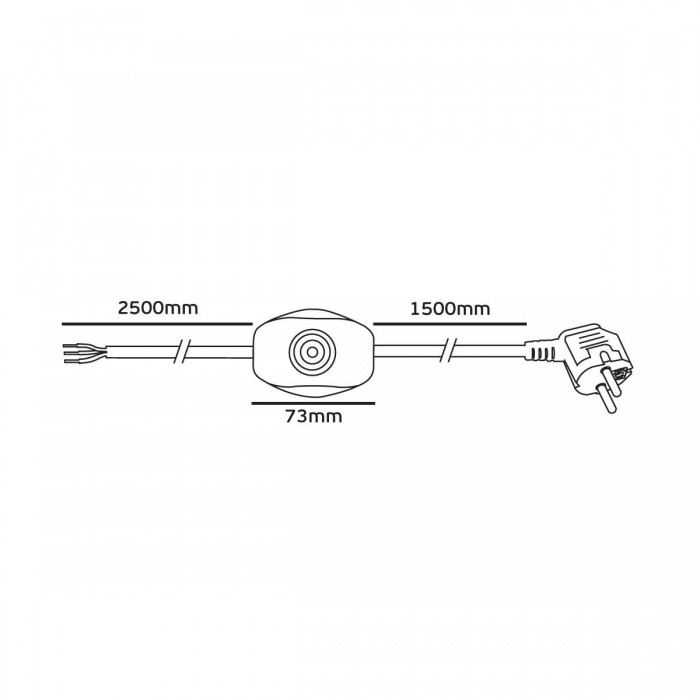 VK/AV75/1525/W - Καλώδιο 250cm+150cm με διακόπτη και φις σούκο, λευκό