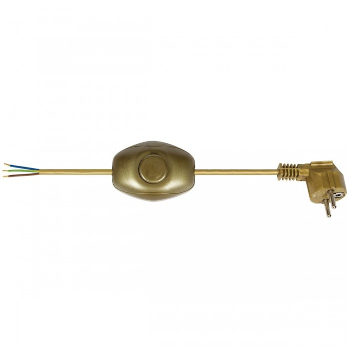 VK/AV75/1525/GD - Καλώδιο 250cm+150cm με διακόπτη και φις σούκο, χρυσό 