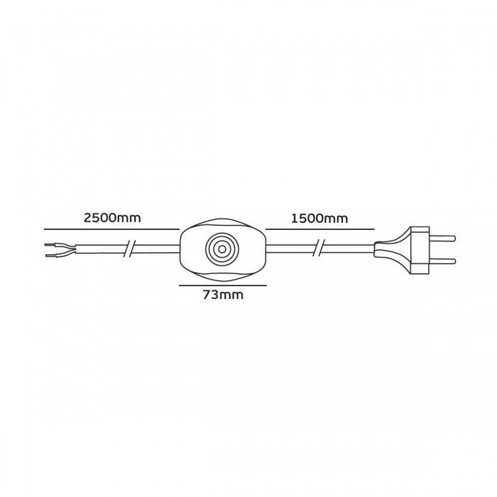 VK/R4/1525/W - Καλώδιο 250cm+150cm με διακόπτη και φις διπολικό, λευκό