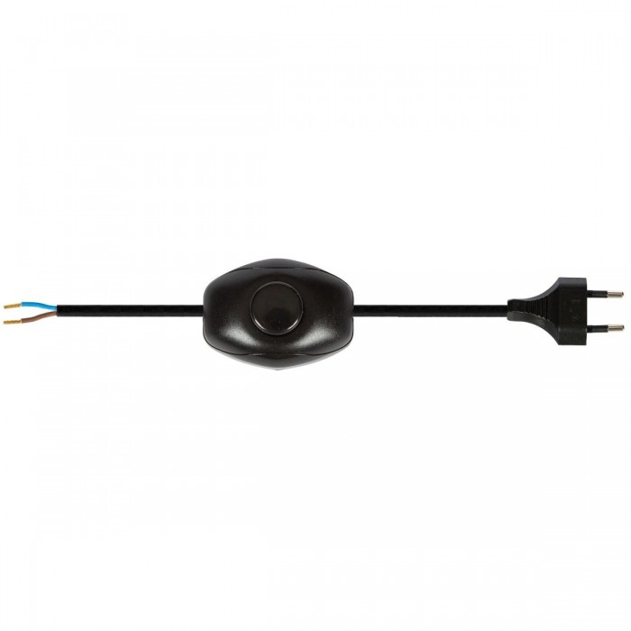 VK/R4/1525/B - Καλώδιο 250cm+150cm με διακόπτη και φις διπολικό, μαύρο