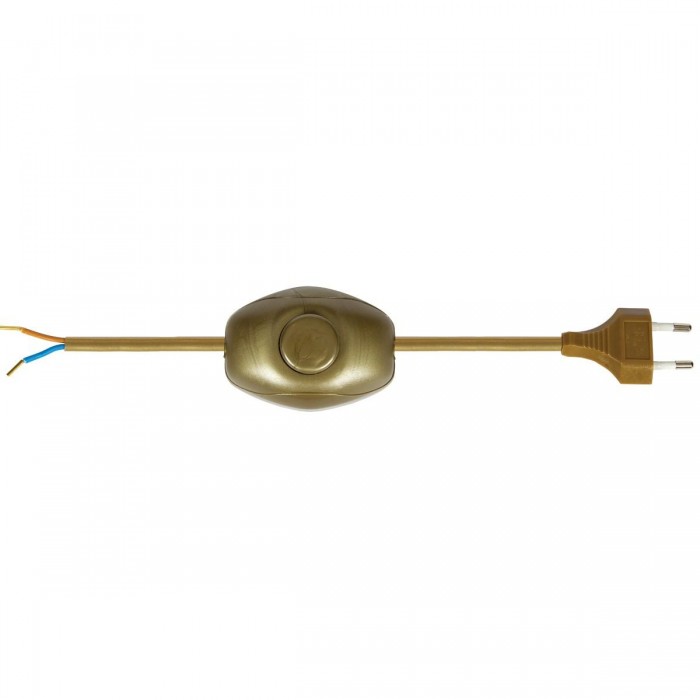 VK/R4/1525/GD - Καλώδιο 250cm+150cm με διακόπτη και φις διπολικό, χρυσό 