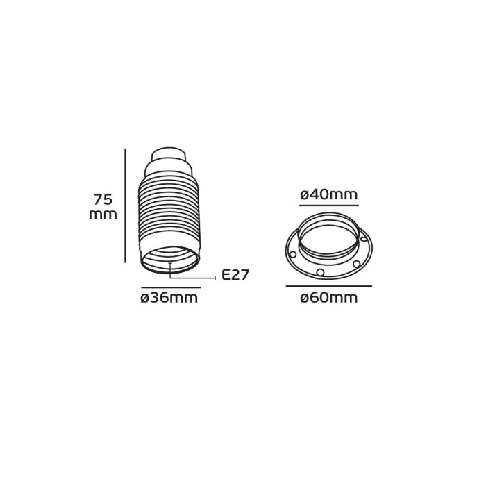 VK/1031FL/C - Ντουί μεταλλικό, E27 + δαχτυλίδι, νίκελ