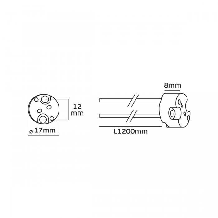 VK/A40/120  - Ντουί, G6.35 με καλώδιο 120cm, TEFLON