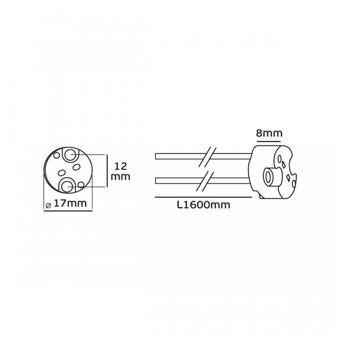 VK/A40/160  - Ντουί, G6.35 με καλώδιο 160cm, TEFLON