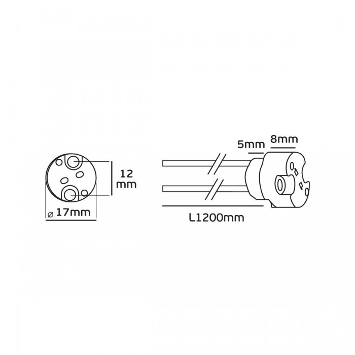 VK/A50/120  - Ντουί, G6.35 με πατούρα & καλώδιο 120cm, TEFLON