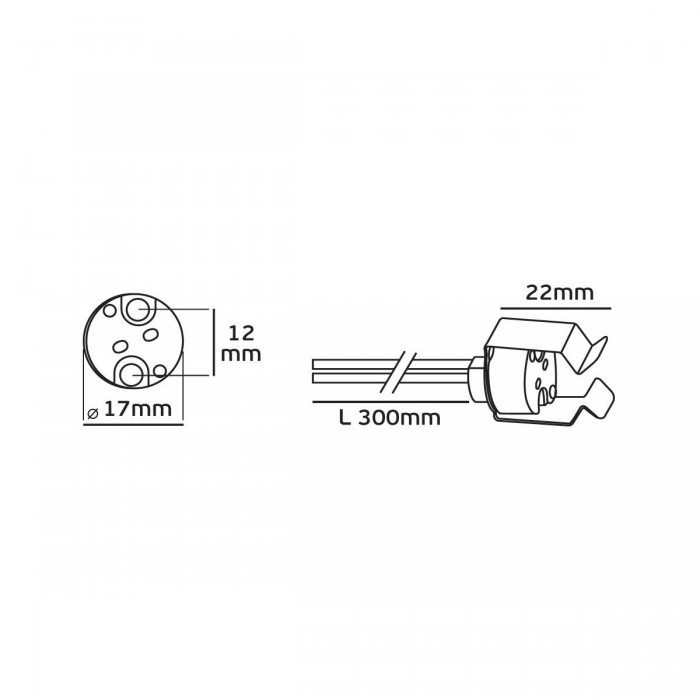VK/P54M/30  - Ντουί, G6.35 με καλώδιο 30cm, TEFLON