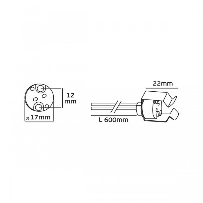 VK/P54MG/60 - Ντουί, G6.35 με καλώδιο 60cm, TEFLON
