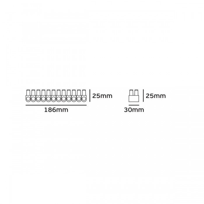 VK/60/PA - Κλέμα πολυαιθυλένιου, 12 πόλων, 60A/25mm²