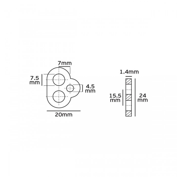 VK/5110/2/6 - Ανάρτηση με 3 τρύπες 2xø7.5mm+ø4.5mm, μαύρη