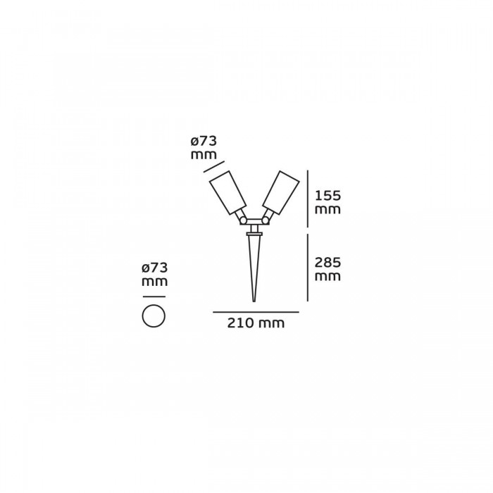 VK/01043/B - Σπότ κήπου μπηχτό με καρφί, 2xΕ27, MAX 2x12W, IP44, μαύρο + γείωση 