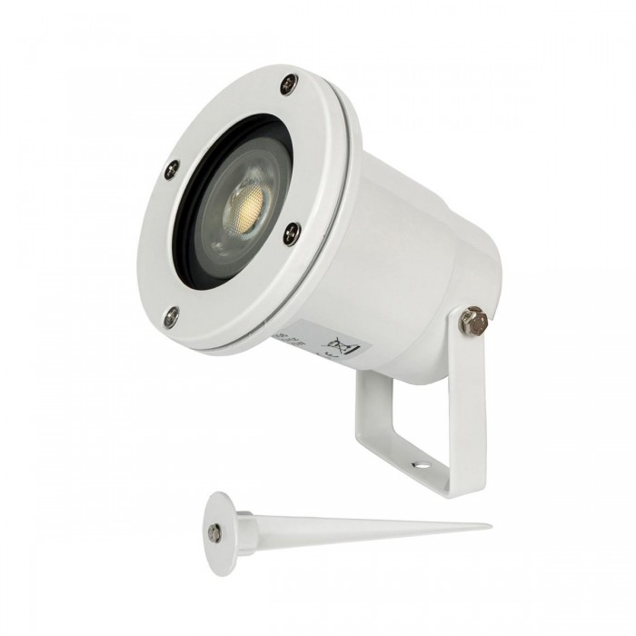 VK/01041/W - Σπότ κήπου μπηχτό με καρφί, 12V, GU5.3, MAX 35W, IP65, λευκό + γείωση VK/01041/W - Σπότ κήπου μπηχτό με καρφί, 12V, GU5.3, MAX 35W, IP65, λευκό + γείωση
