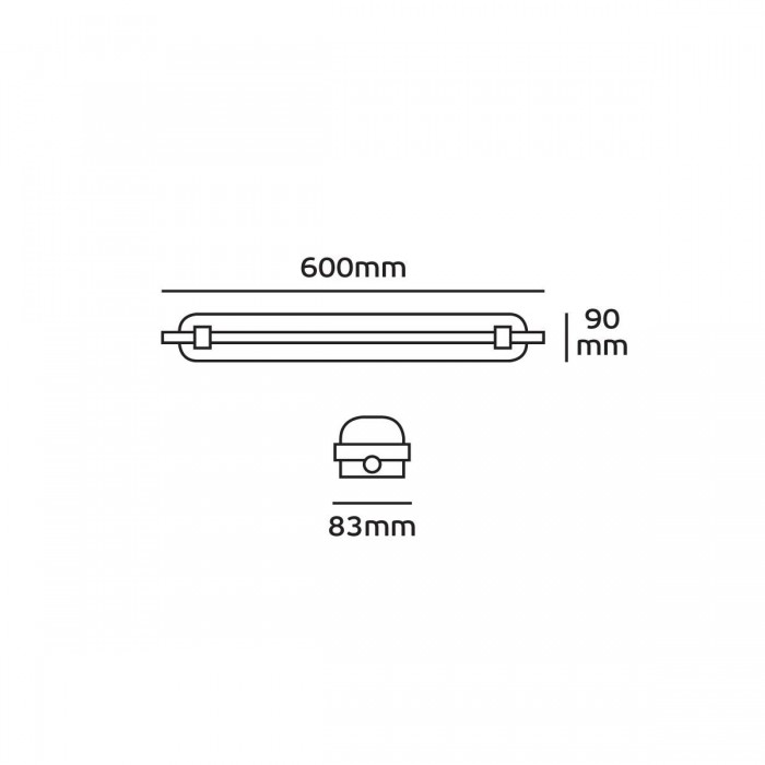 VK/04068/118 - Σκαφάκι IP65 για λάμπα φθορίου Led, 1xT8, 600mm 