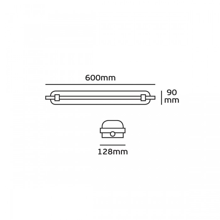 VK/04068/218 - Σκαφάκι IP65 για λάμπα φθορίου Led, 2xT8, 600mm 