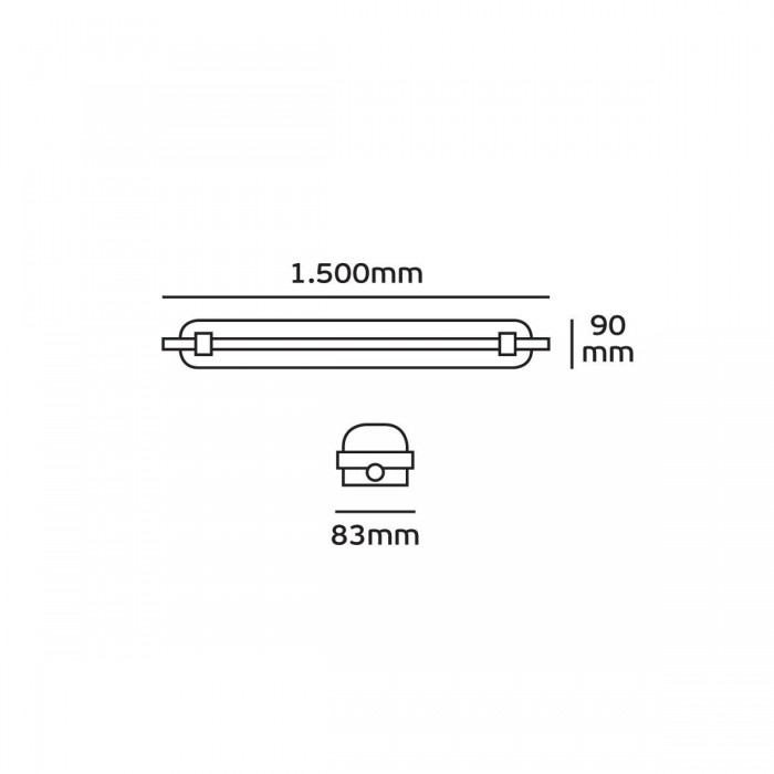 VK/04070/158 - Σκαφάκι IP65 για λάμπα φθορίου Led, 1xT8, 1500mm 