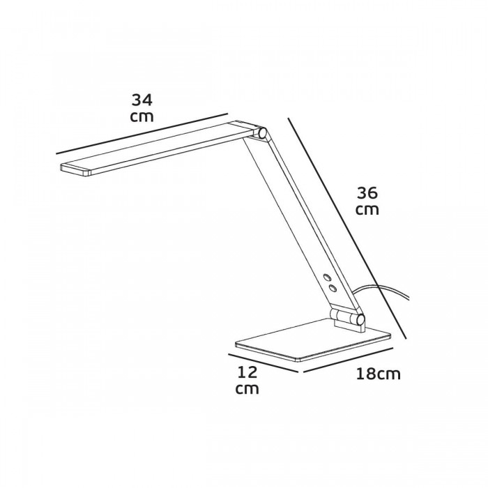 VK/04161/B - Φωτιστικό γραφείου LED, 100-230V, 10W, 3000-6000K, 350lm, CRI>70, IP20, 34x36cm, ντιμαριζόμενο, μαύρο