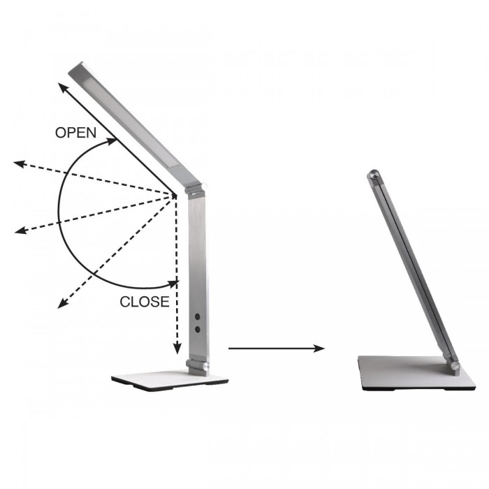 VK/04161/B - Φωτιστικό γραφείου LED, 100-230V, 10W, 3000-6000K, 350lm, CRI>70, IP20, 34x36cm, ντιμαριζόμενο, μαύρο